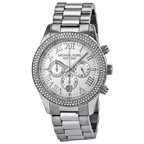 michael kors layton chronograph watch silver|Michael Kors Layton Chronograph Silver Dial Silver Steel Strap .